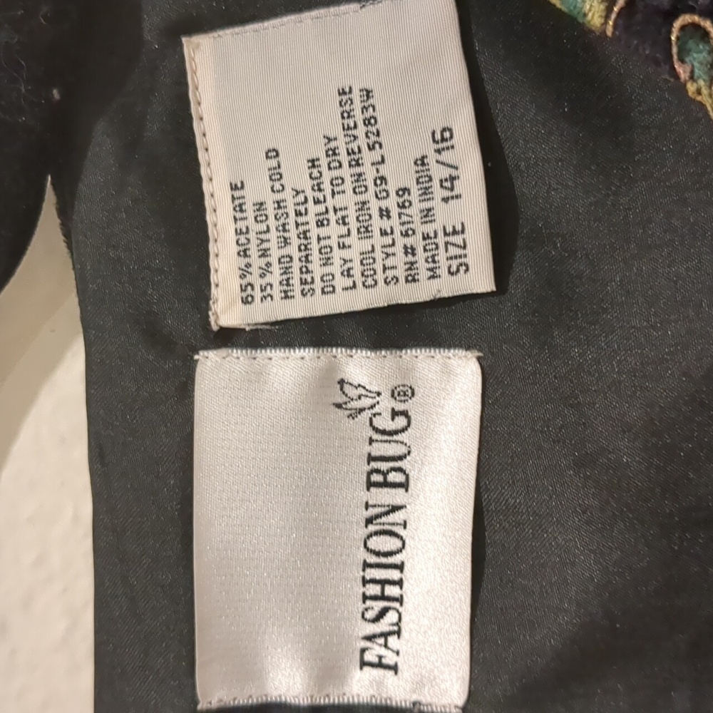 Vintage Floral Black Velvet Evening Wear Christmas Blazer Jacket Size 14/16 - Picture 2 of 4